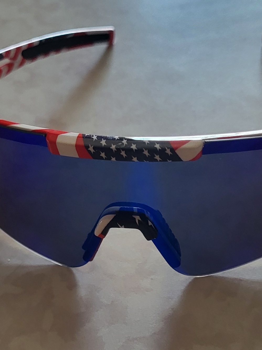 Men's Blue Mirrored Swim/Performance Goggles with American Flag Accent